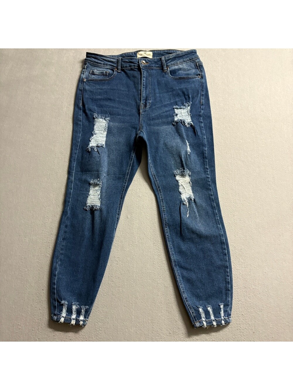 Haute Curve Premium Denim Distressed Skinny Jeans Womens Plus Size 18 Blue